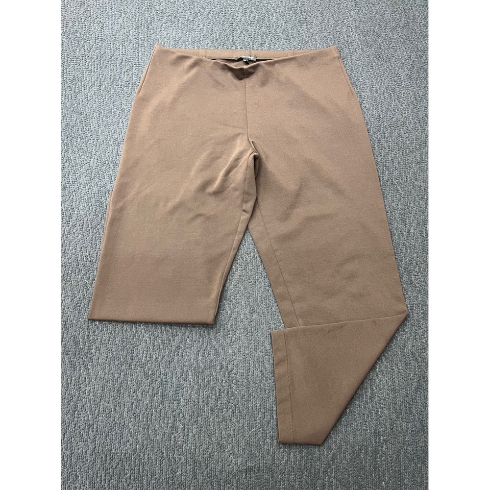 Eileen Fisher Womens Brown Stretch Ponte Knit Pull On Slim Straight Pants Size L